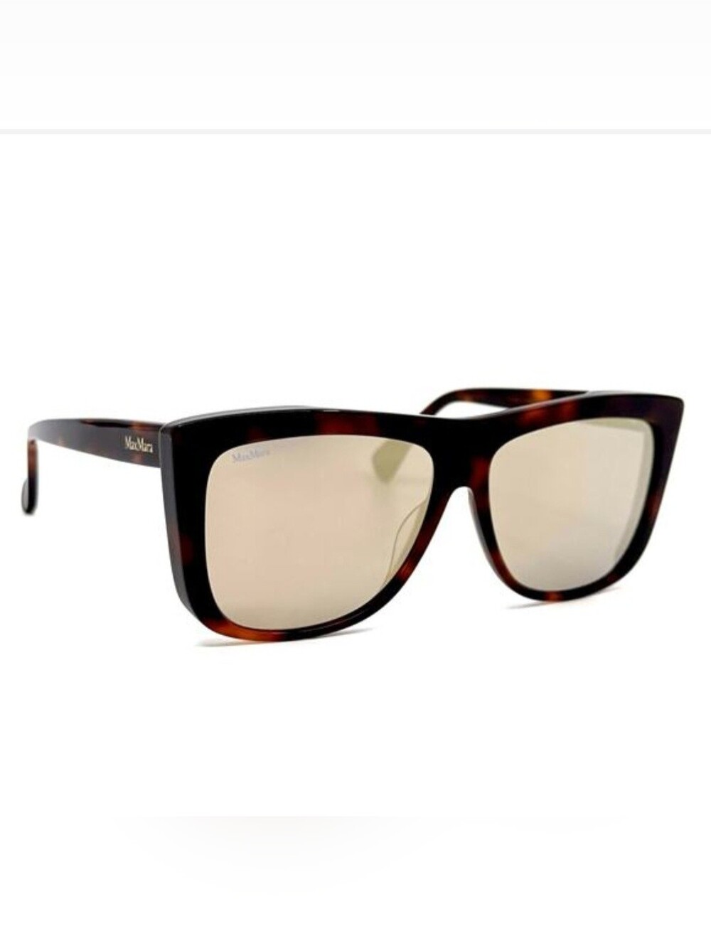 MaxMara MM0066 Lee1 Tortoise Square Sunglasses Gold Mirror Lens w/ Case